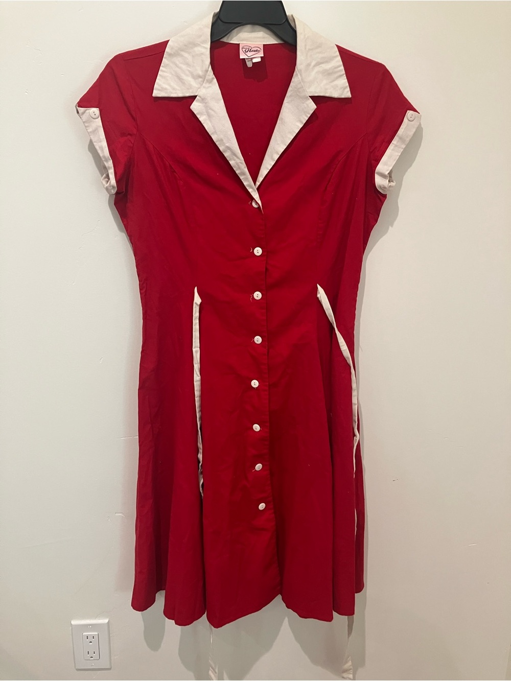 Vintage Style Heart of Haute Retro Rockabilly Cotton Red Diner Dress